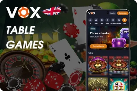 Vox Casino UK Table Games